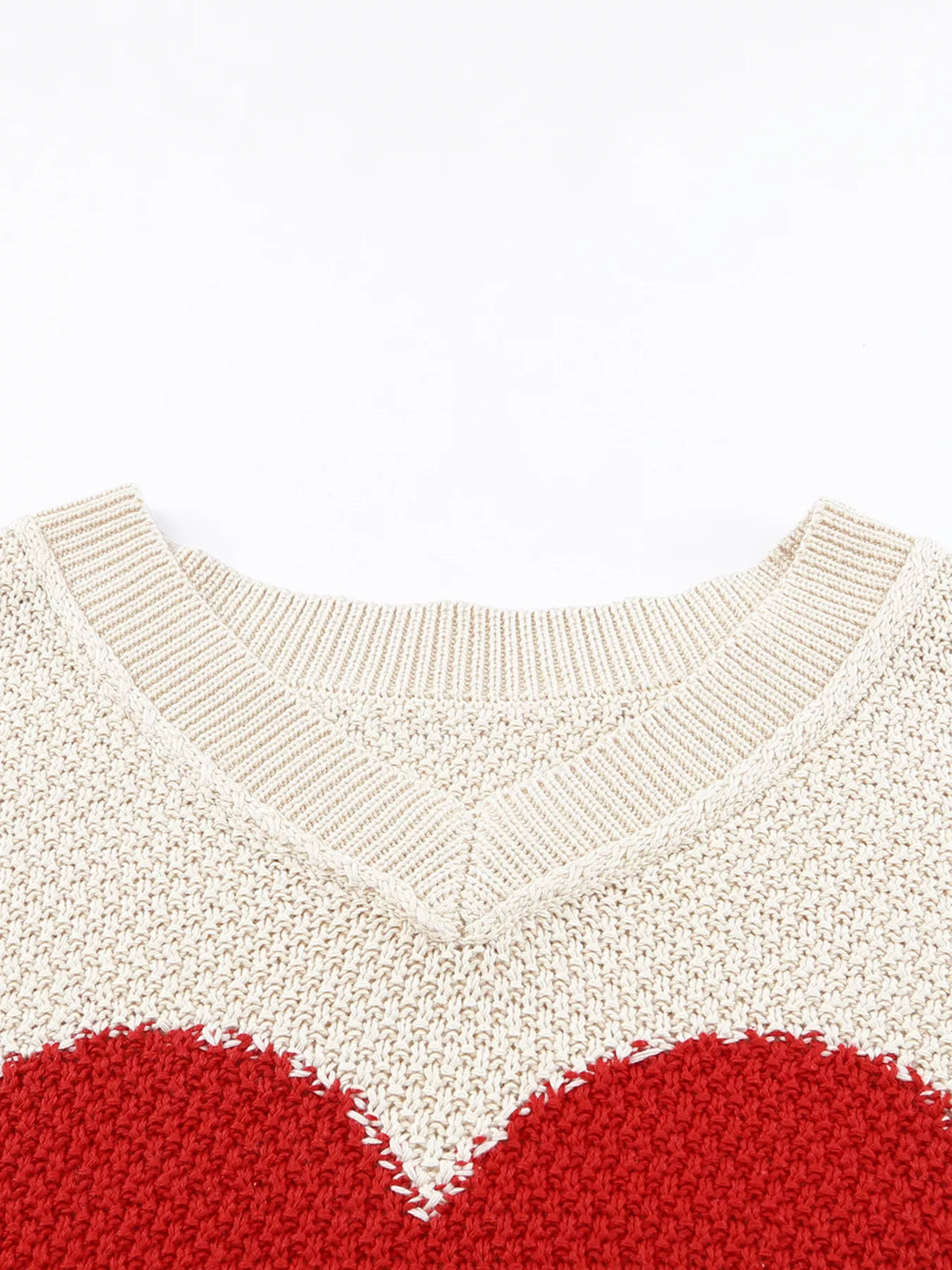 V-Neck Heart Print Valentines Sweater, view 8