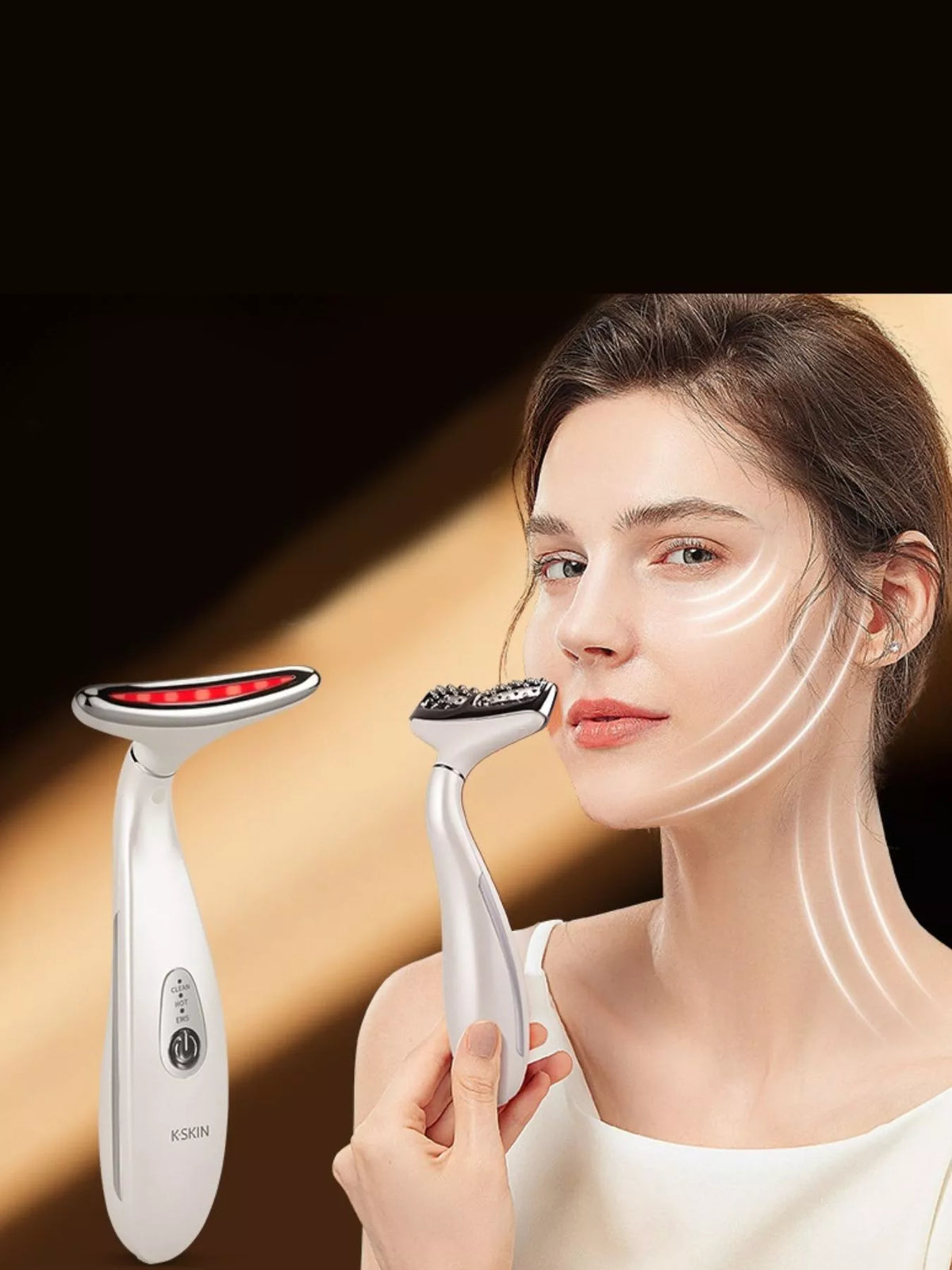 Facial massager control button detail