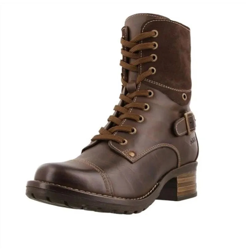 Lace Up Block Heel Ankle Boots heel and sole detail