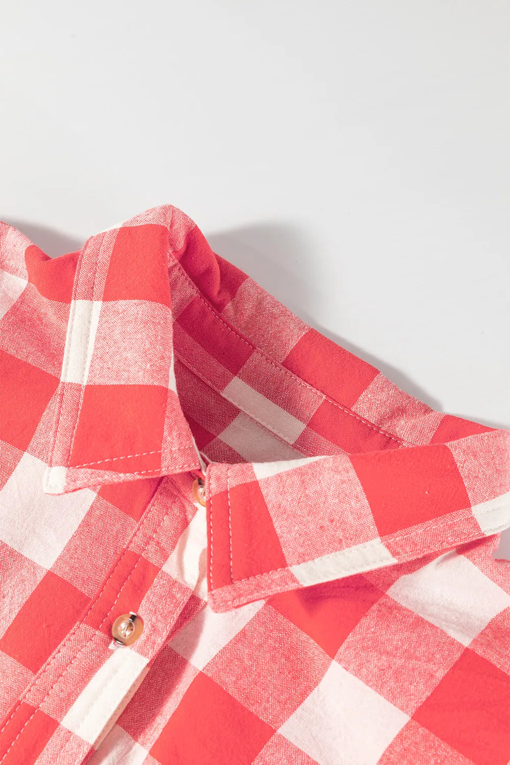Plaid Collared Neck Long Sleeve Shirt Dress, view 7
