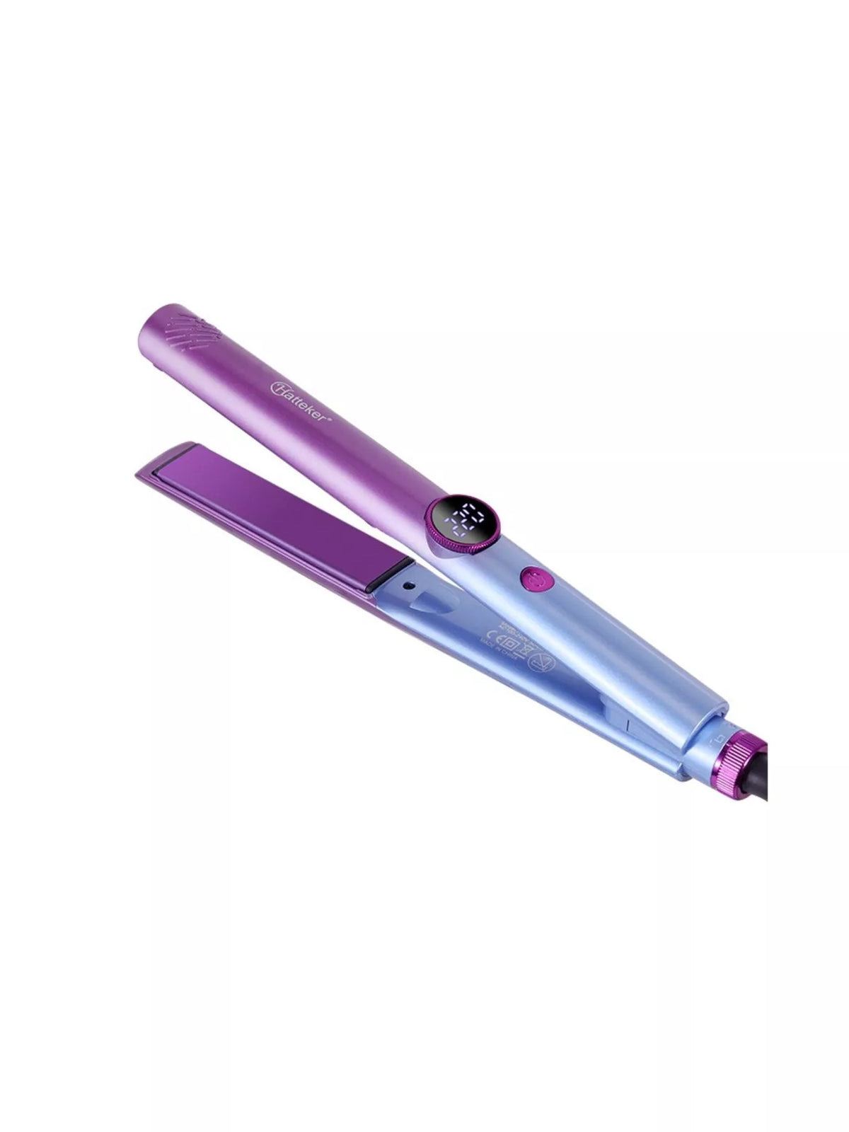 Hair straightener heated plates close up