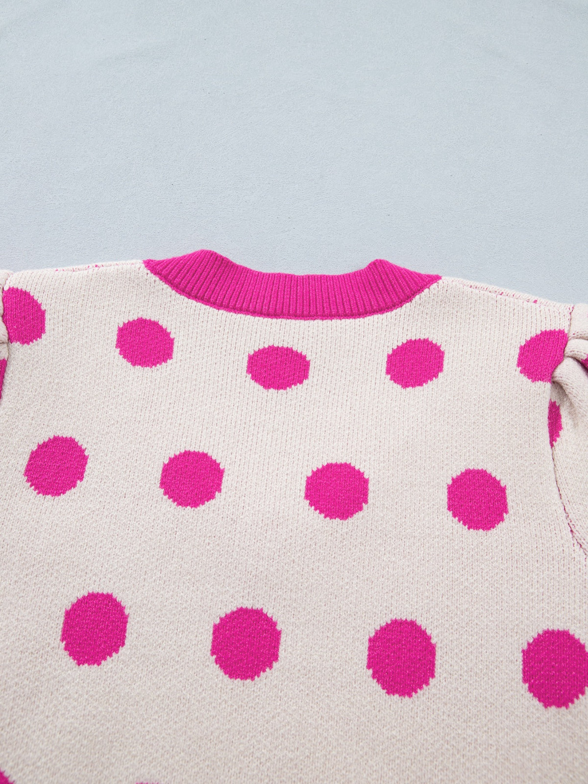 Polka Dot Puff Short Sleeve Sweater Top, view 9