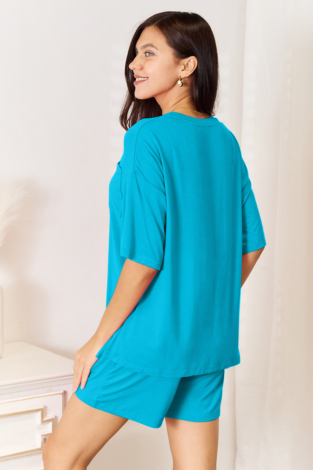 Half sleeve rayon top detail of the set