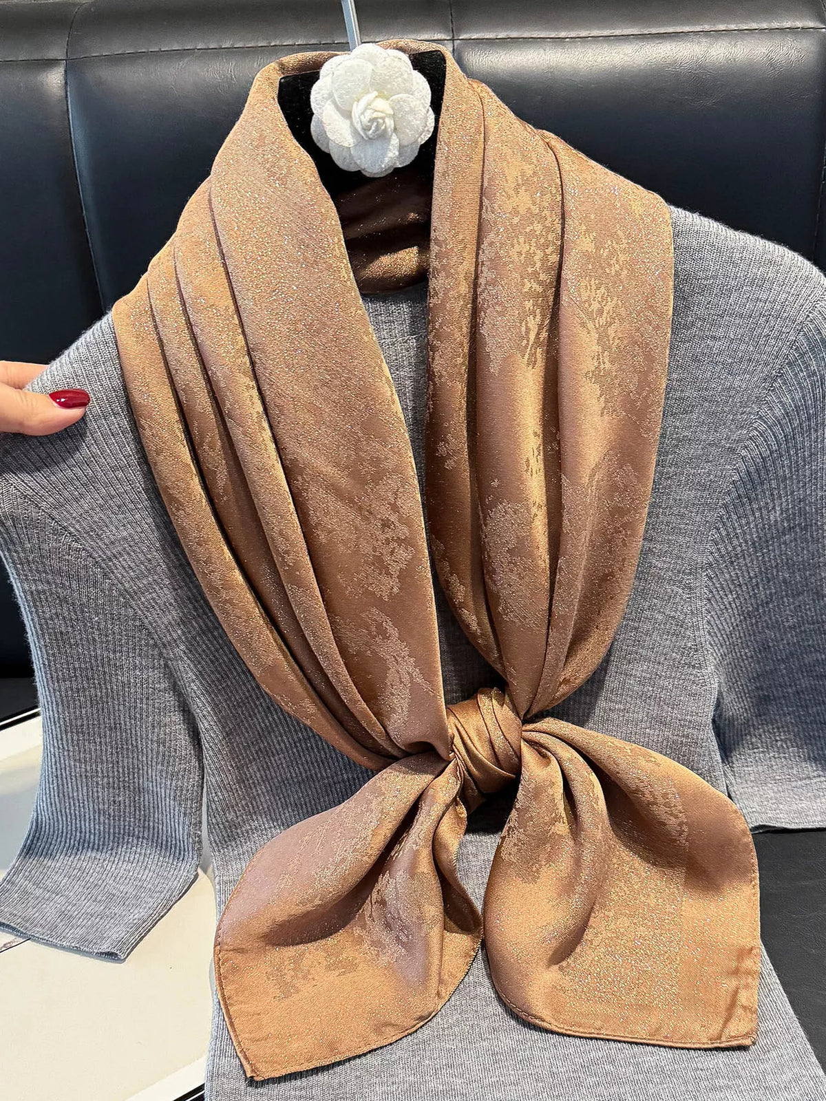 Silky square scarf full spread view