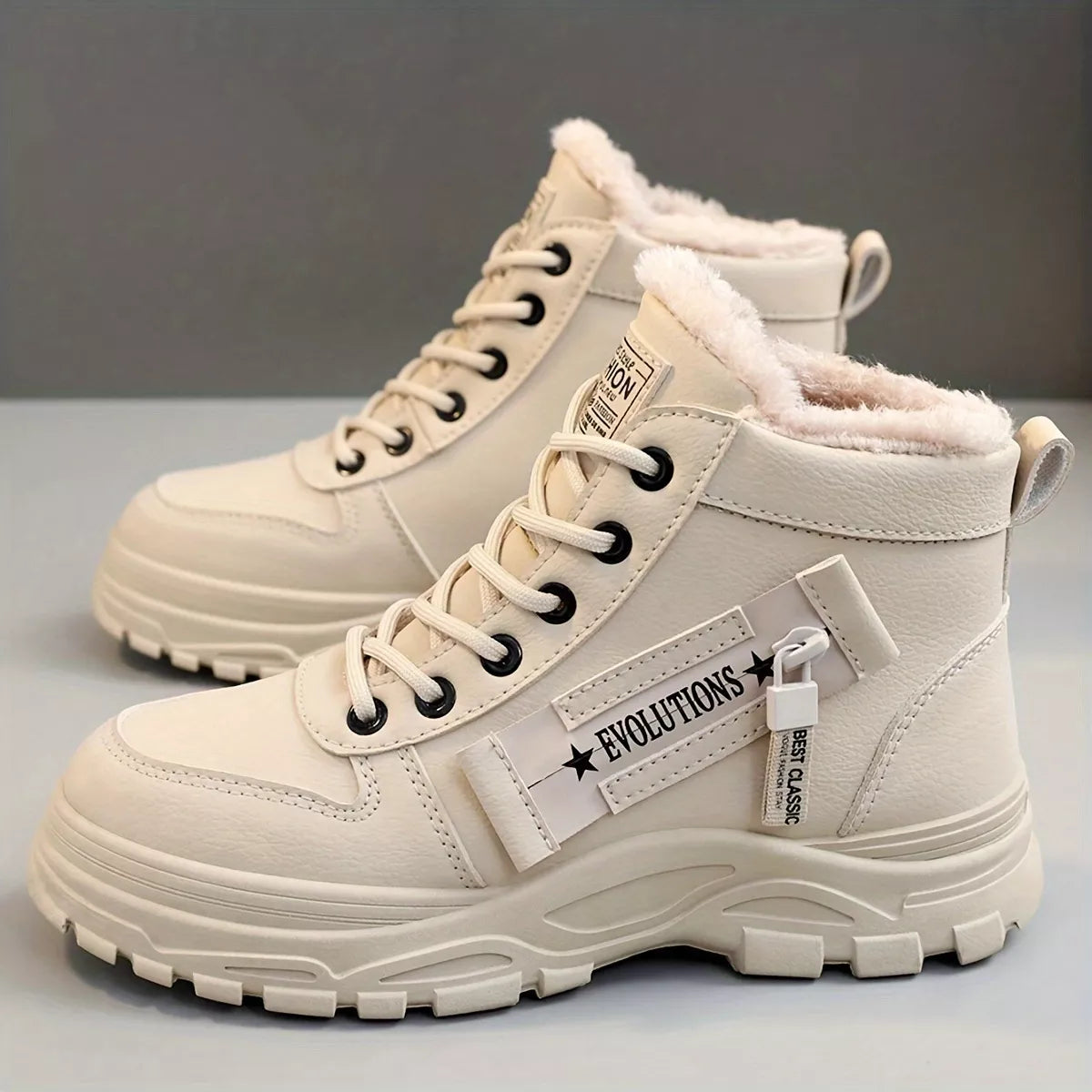lace up warm ankle boots heel detail