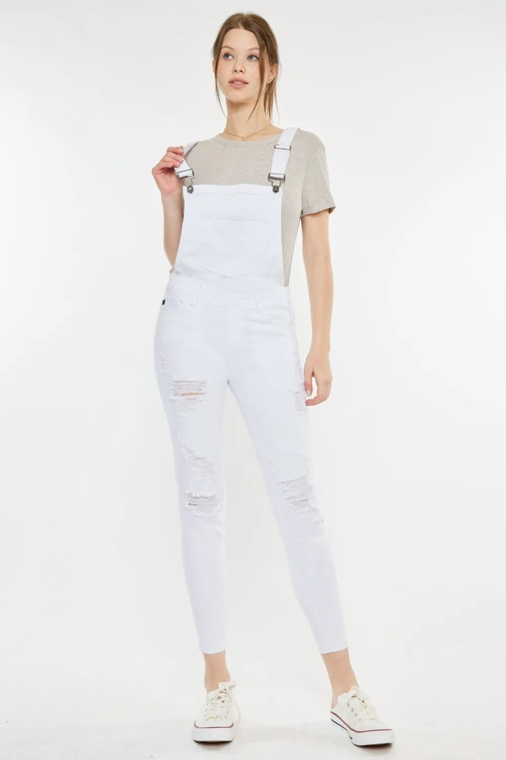 Kancan Distressed Skinny Denim Overalls - Fashorio