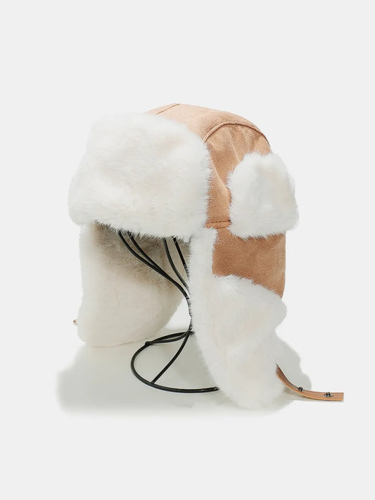 Thermal Fuzzy Earmuffs Winter Hat Camel One Size - Fashorio