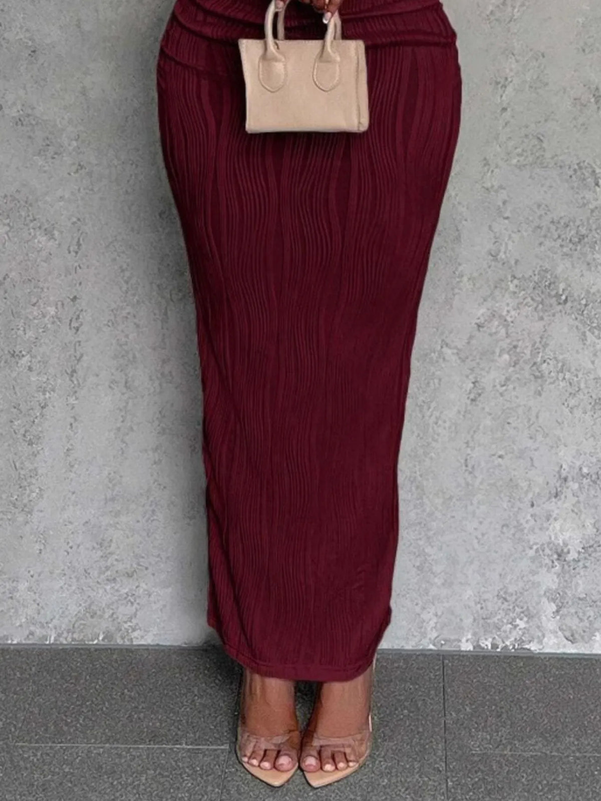 single shoulder ribbed bodycon maxi dress movement shot