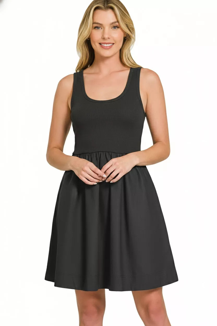 Combined Knit & Woven Midi Dress side view