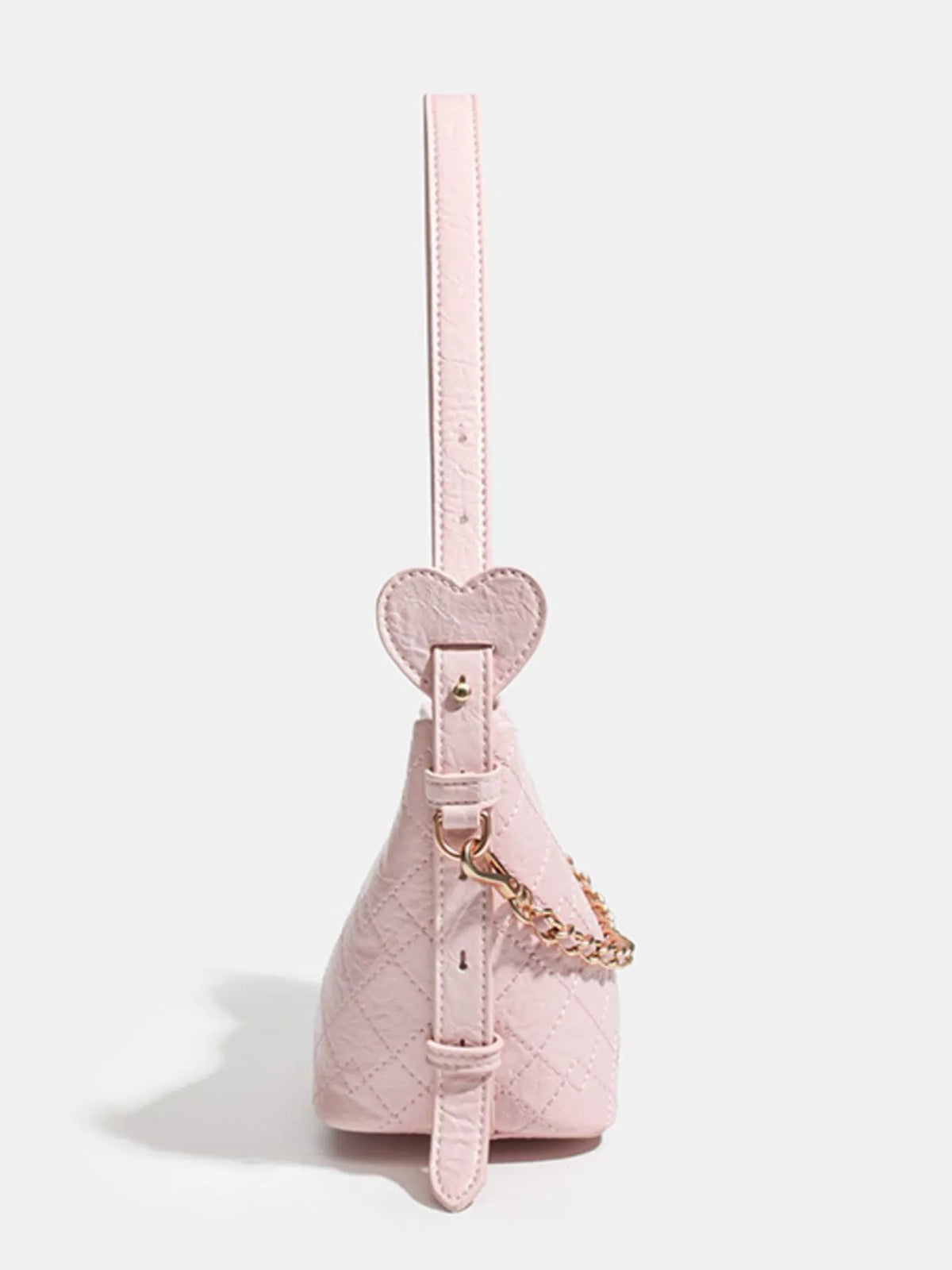 Pink mini bucket bag with adjustable strap