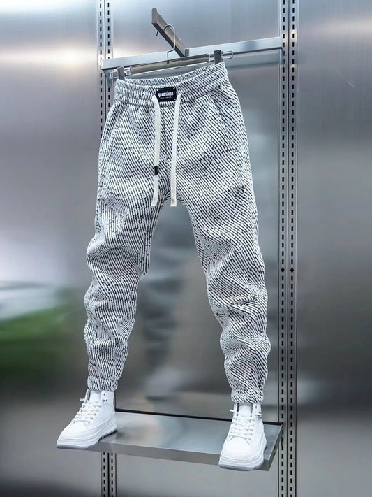 Men's Plus Size Casual Drawstring Joggers Creamy-white - Fashorio