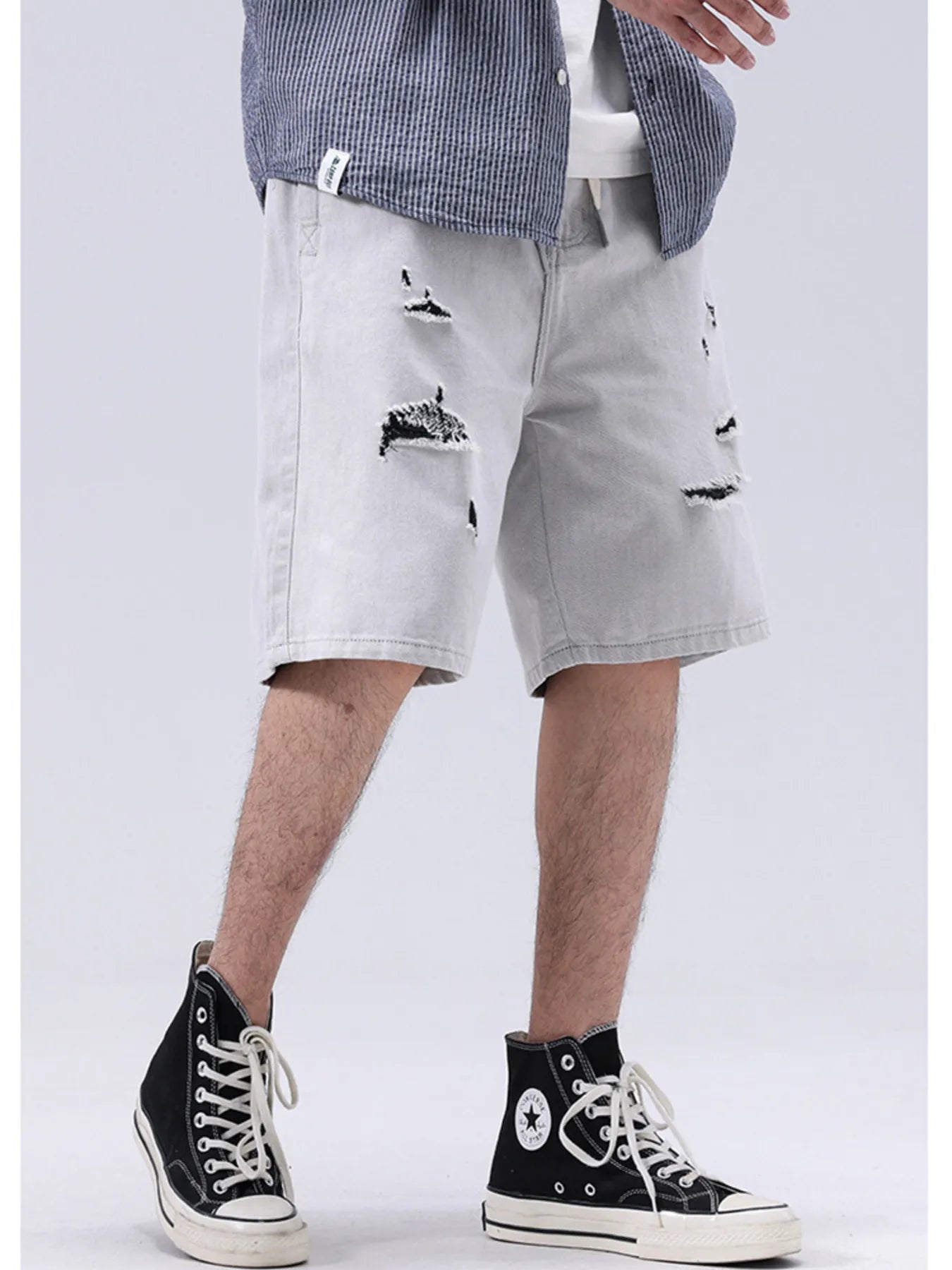 Men's Distressed Loose Fit Denim Shorts - Fashorio