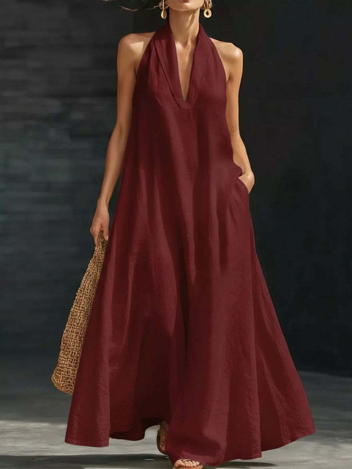 Flowy halter maxi dress alternate color
