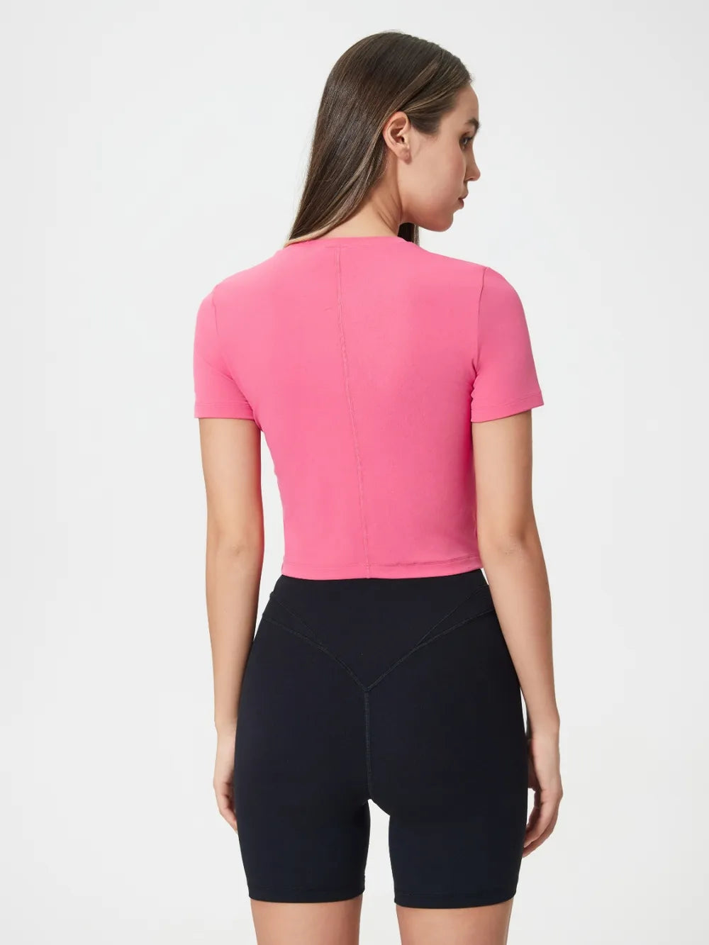 round neck short sleeve active tee side view