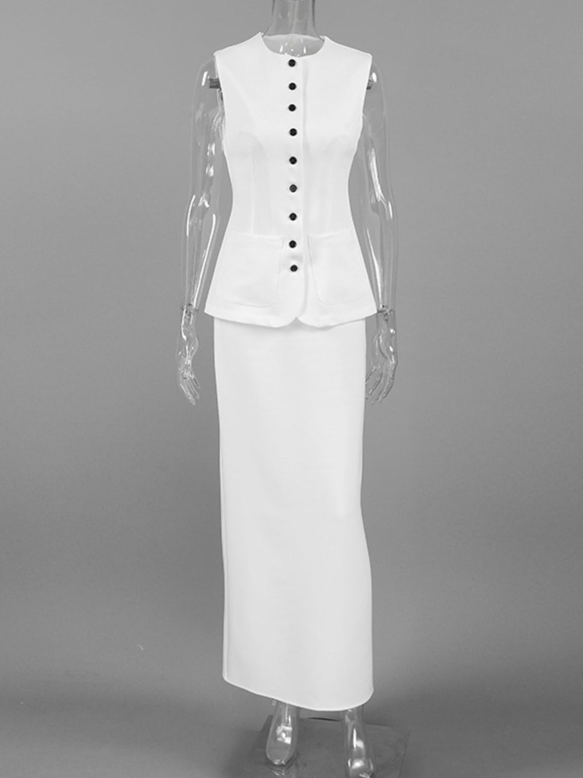 Button Up Vest and Maxi Skirt Set, view 6