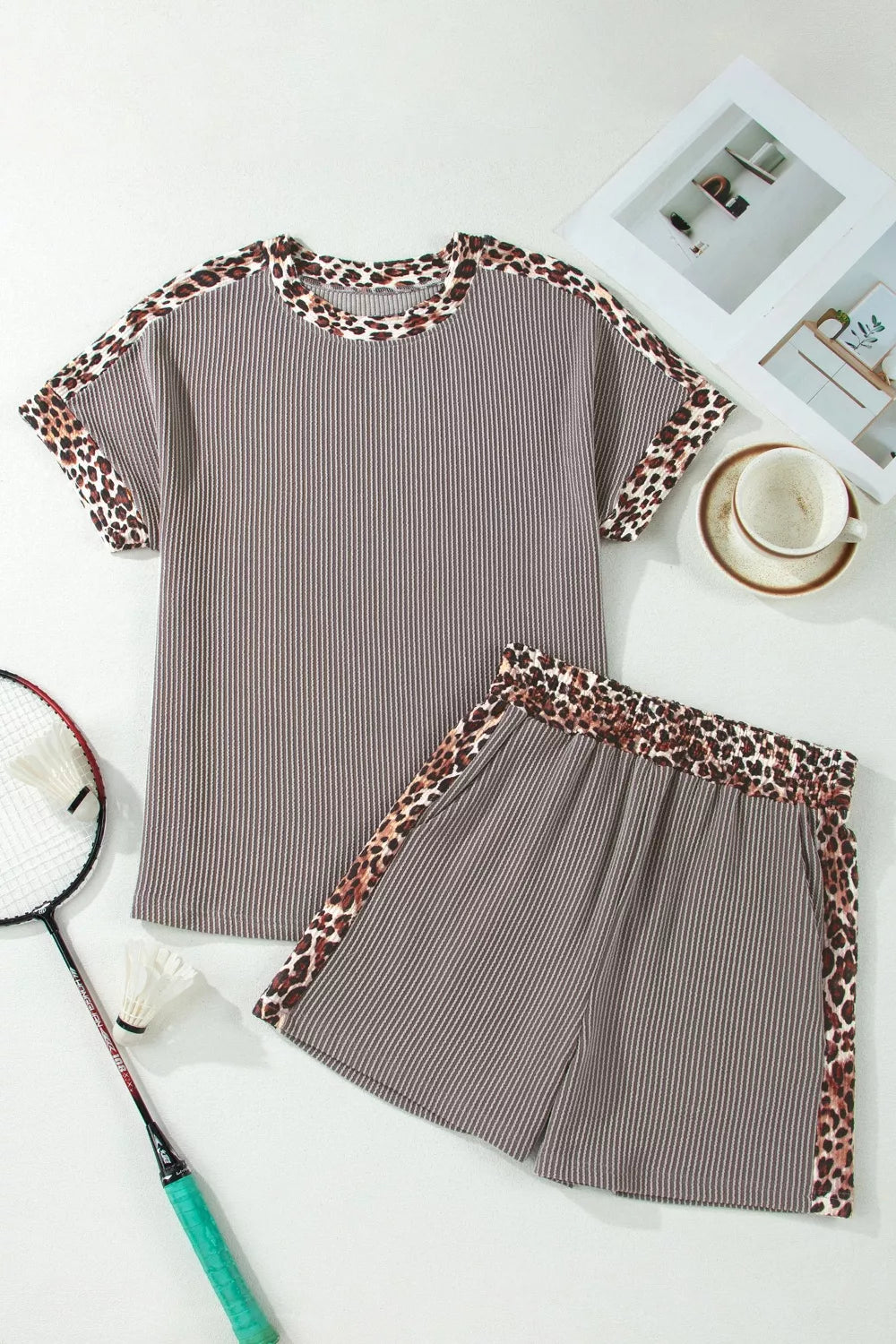 Leopard print trim detail on tee