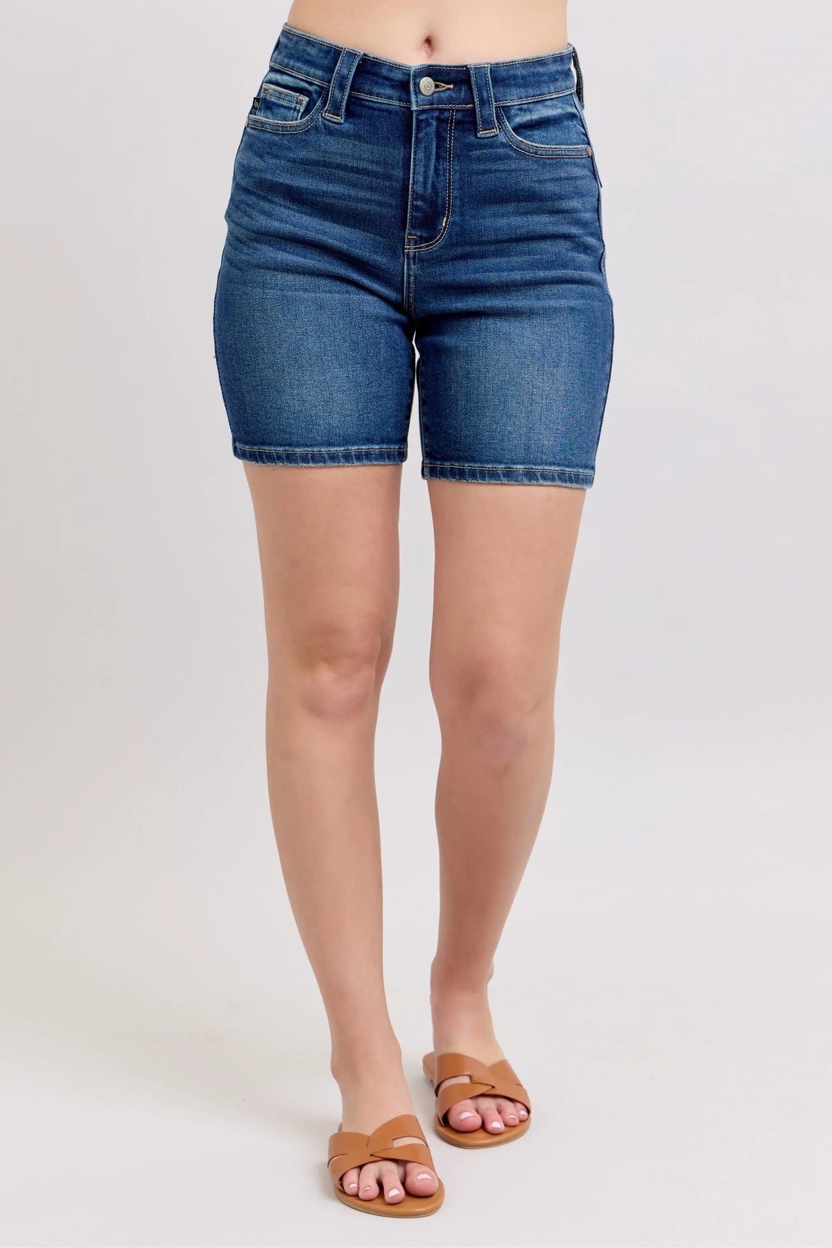 Judy Blue High Waist Bermudas Jeans with Back Flap Pockets back view