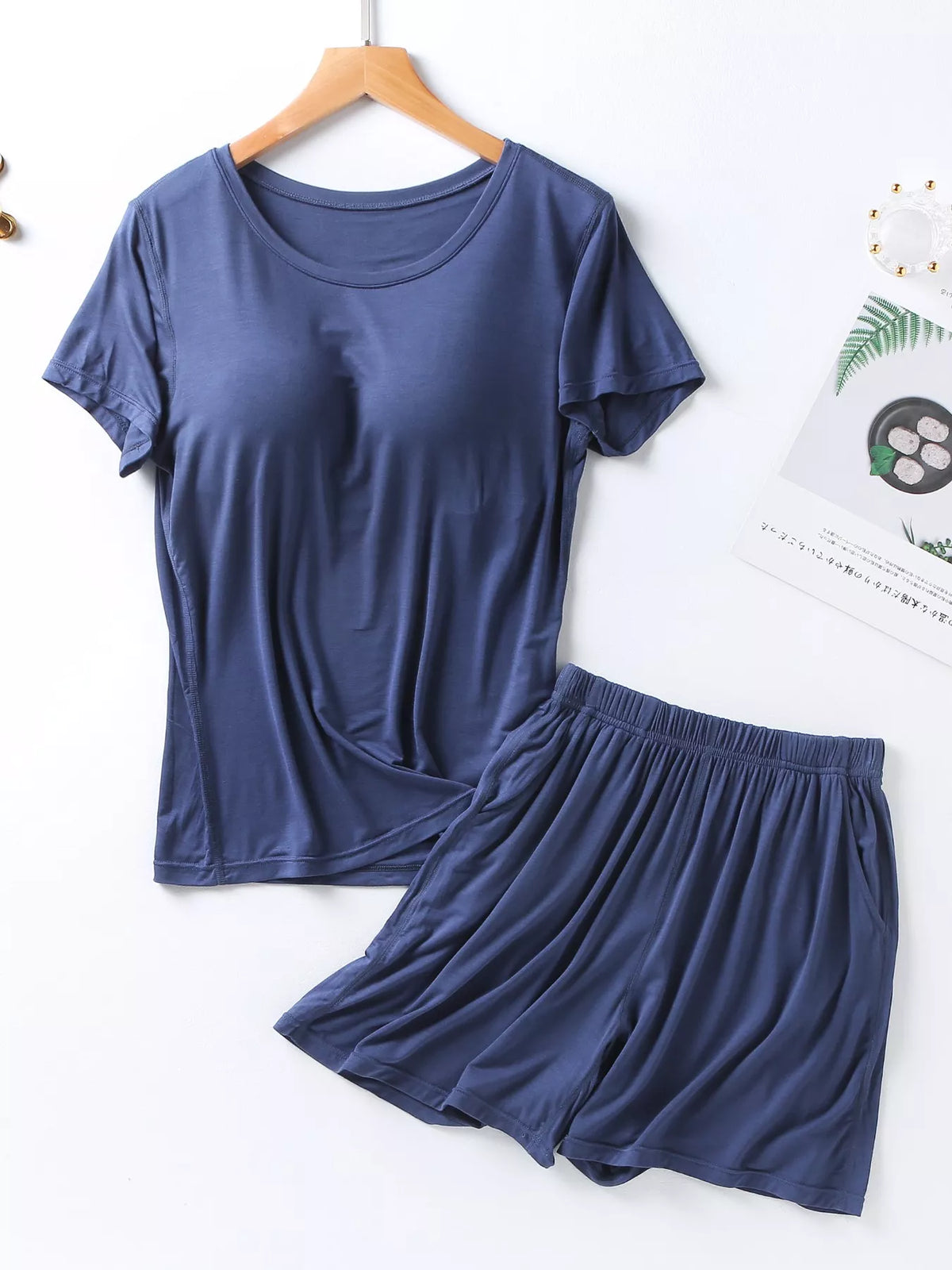 Plus Size Padded Modal Tee and Shorts Two Piece Set, view 25