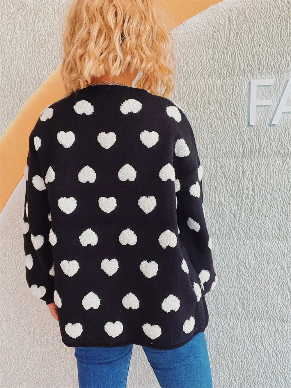 Heart Button Up Long Sleeve Cardigan - Fashorio