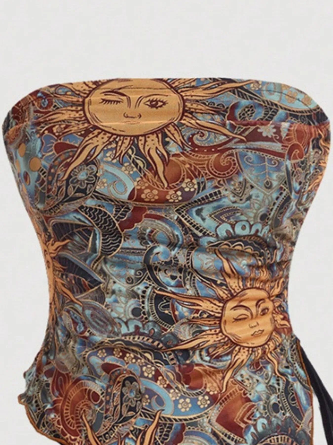 Drawstring Printed Tube Top - Fashorio