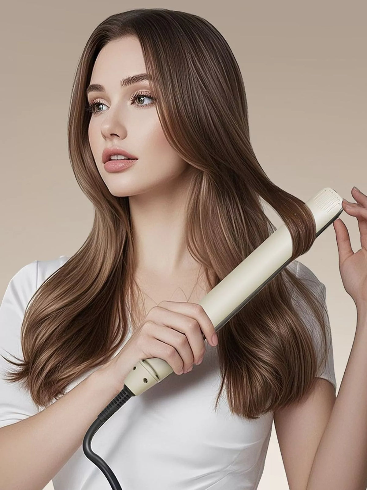 Fast heating hair straightener in off white