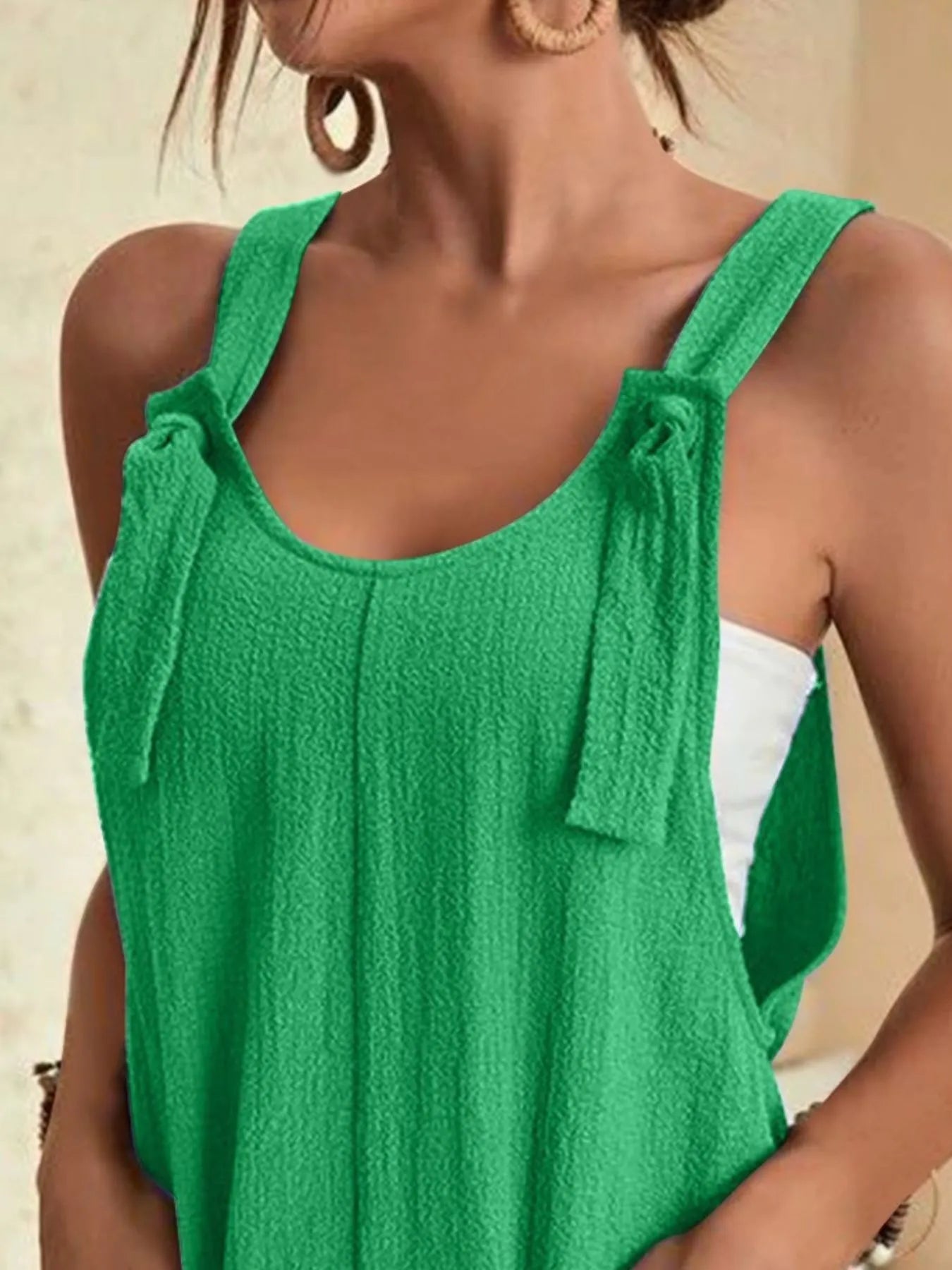 Full Size Knot Strap Romper with Pockets Plus Size - Fashorio