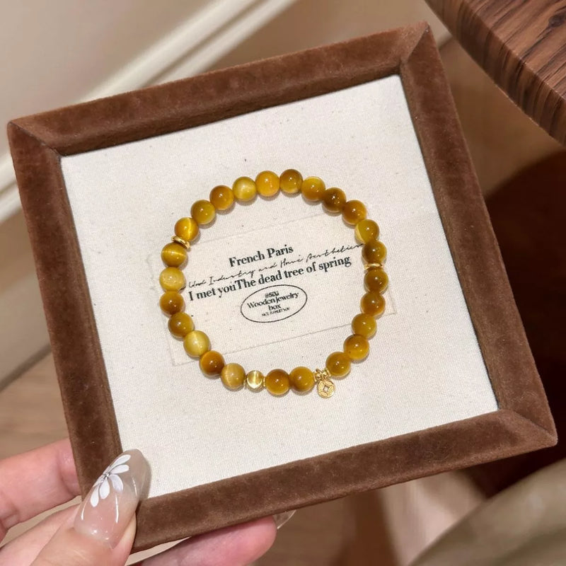 tiger eye beaded bracelet front view