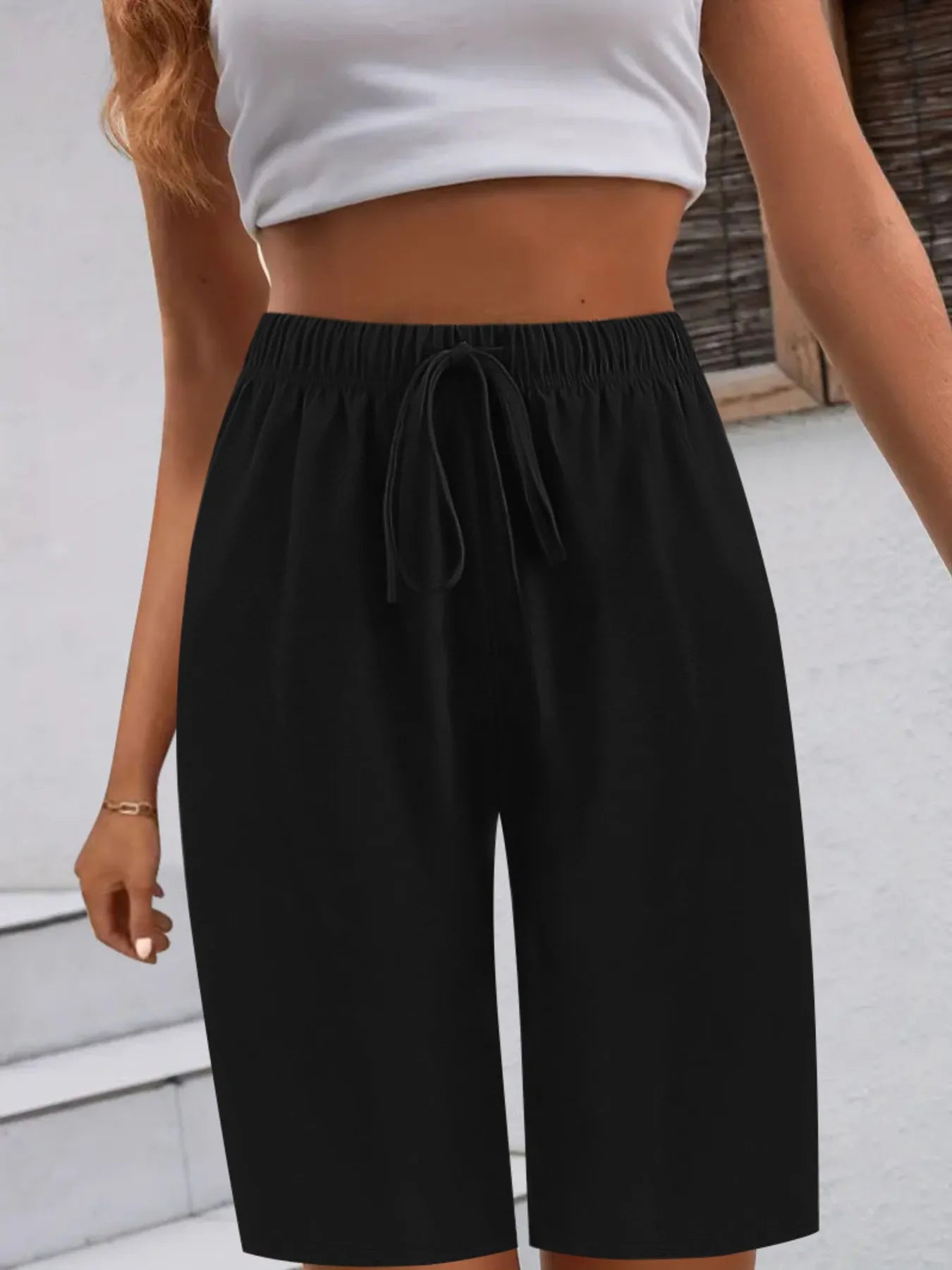 Casual Drawstring Wide Leg Shorts - Fashorio