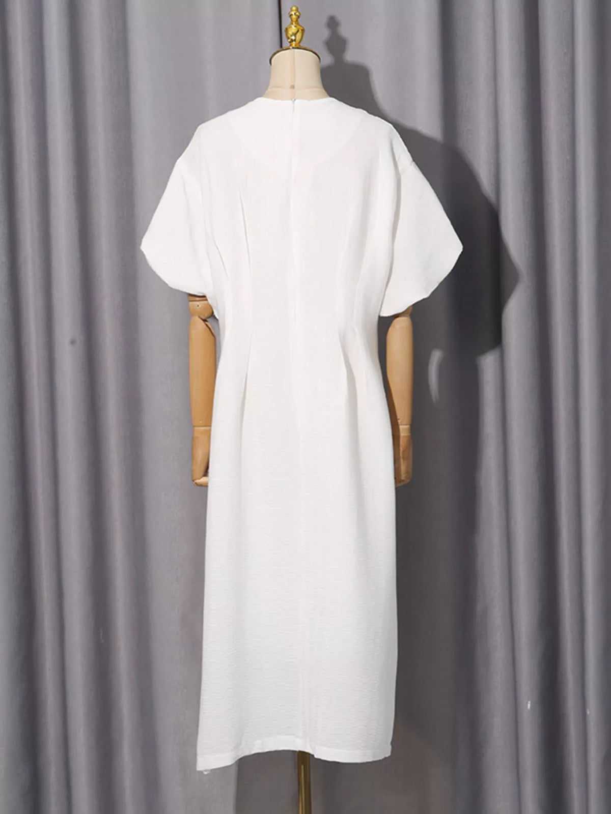 Embellished puff sleeve midi dress flat lay