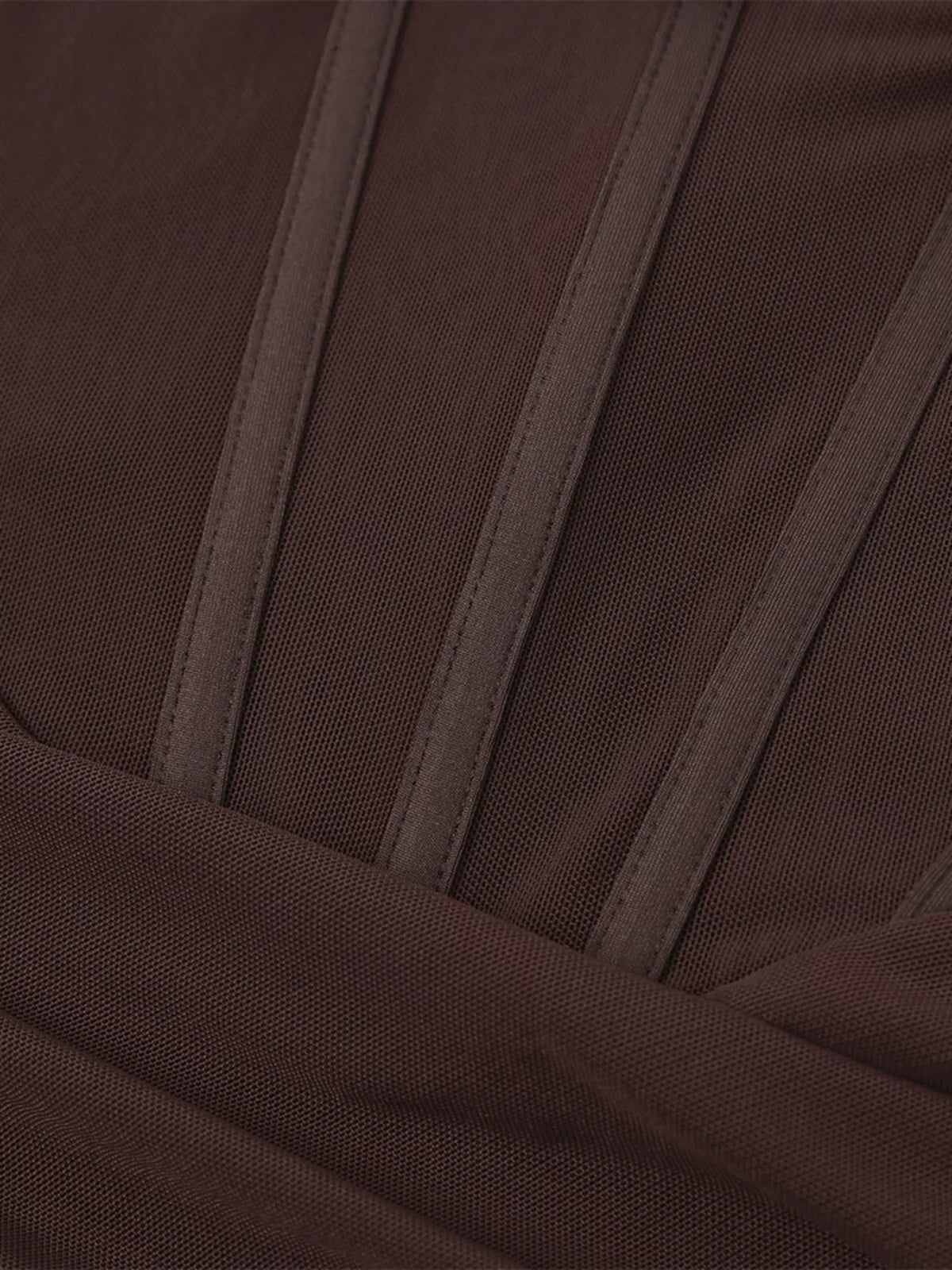 Brown lace trim maxi dress full outfit