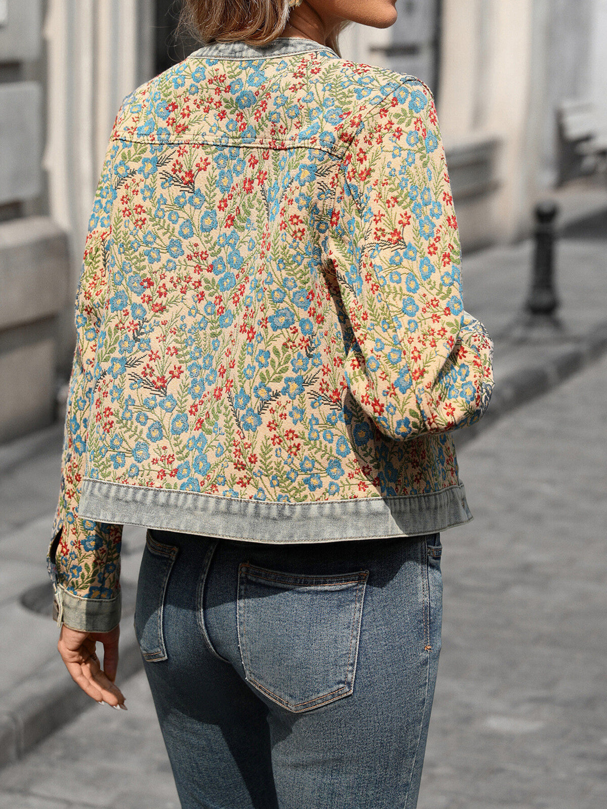Floral Embroidered Denim Jacket detail
