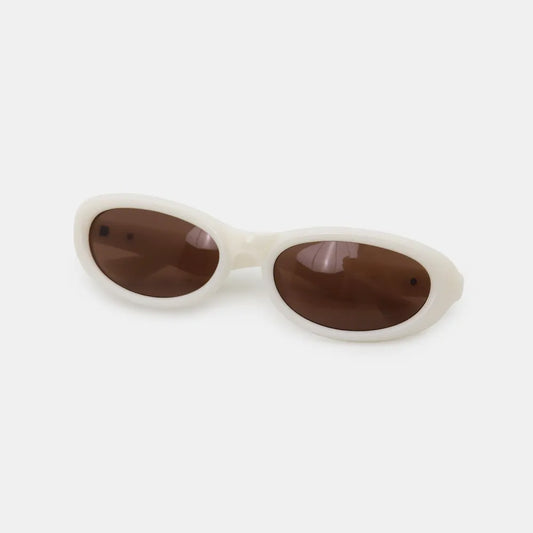 Polycarbonate Frame Cat Eye Sunglasses Ivory One Size - Fashorio