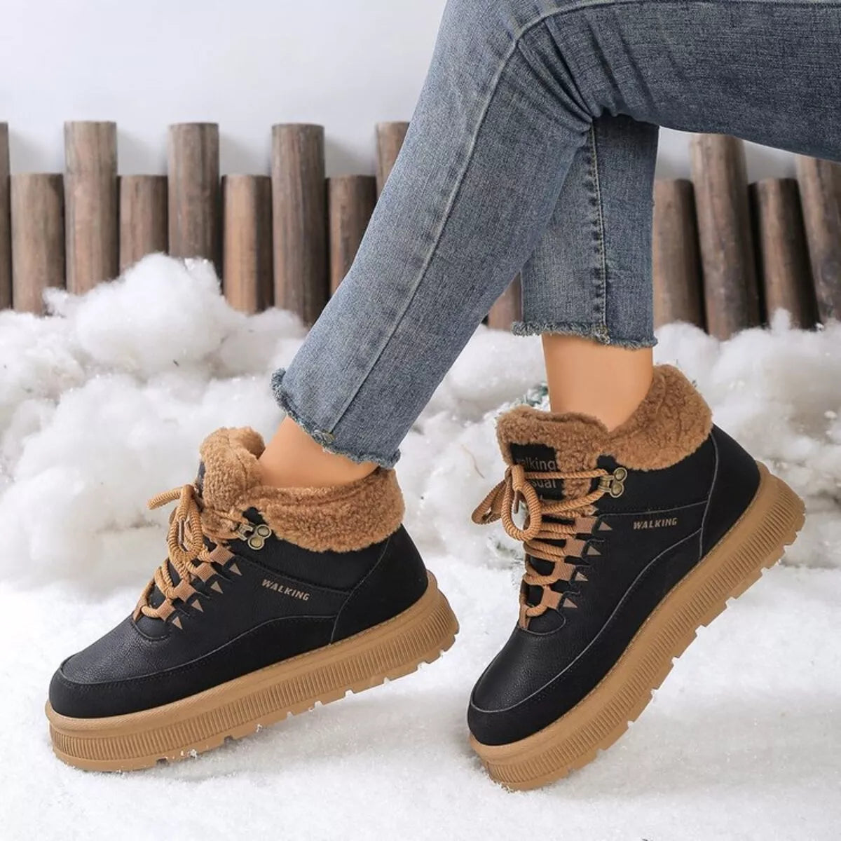 Lace up platform ankle boots side profile