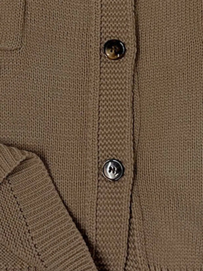Ribbed Hem Button Up Cardigan - Fashorio