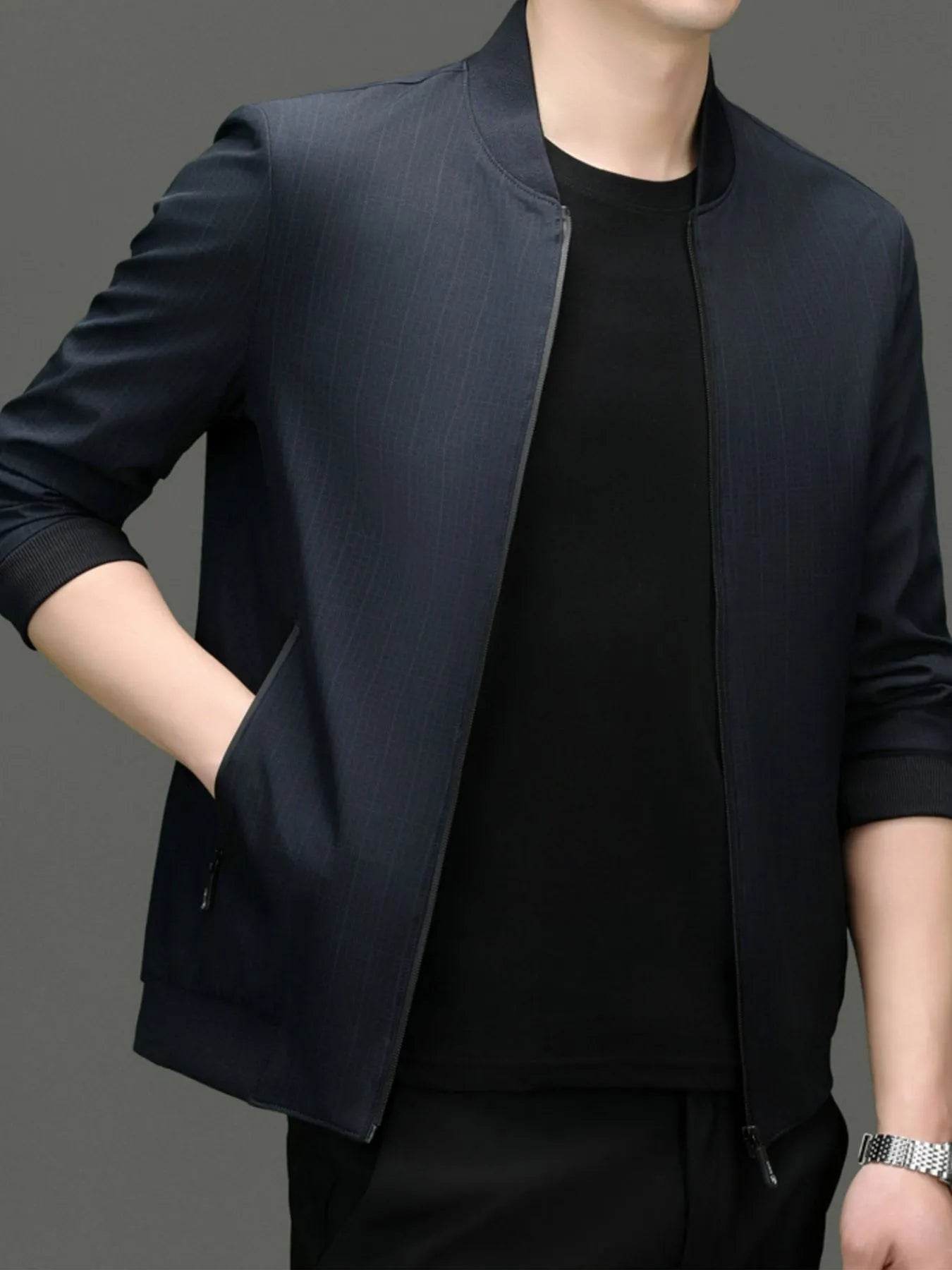 Men's Plus Size Zip Up Long Sleeve Jacket - Fashorio