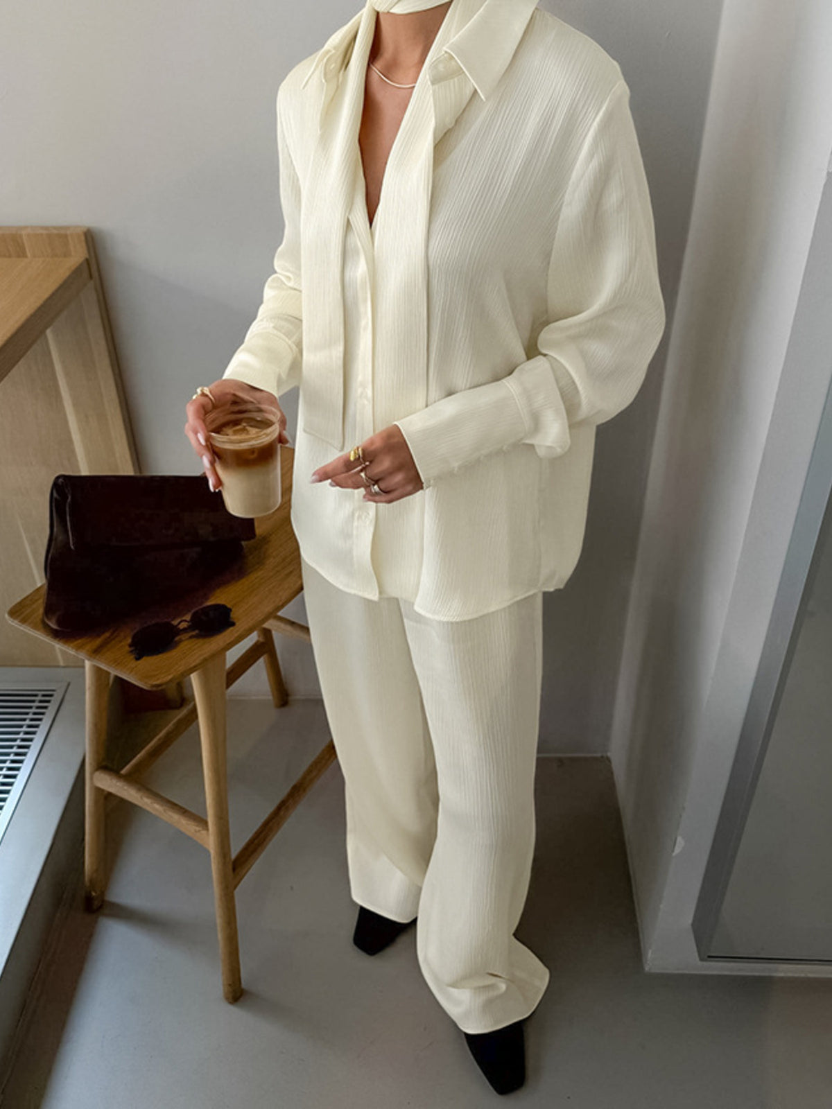 Cream two piece set full outfit