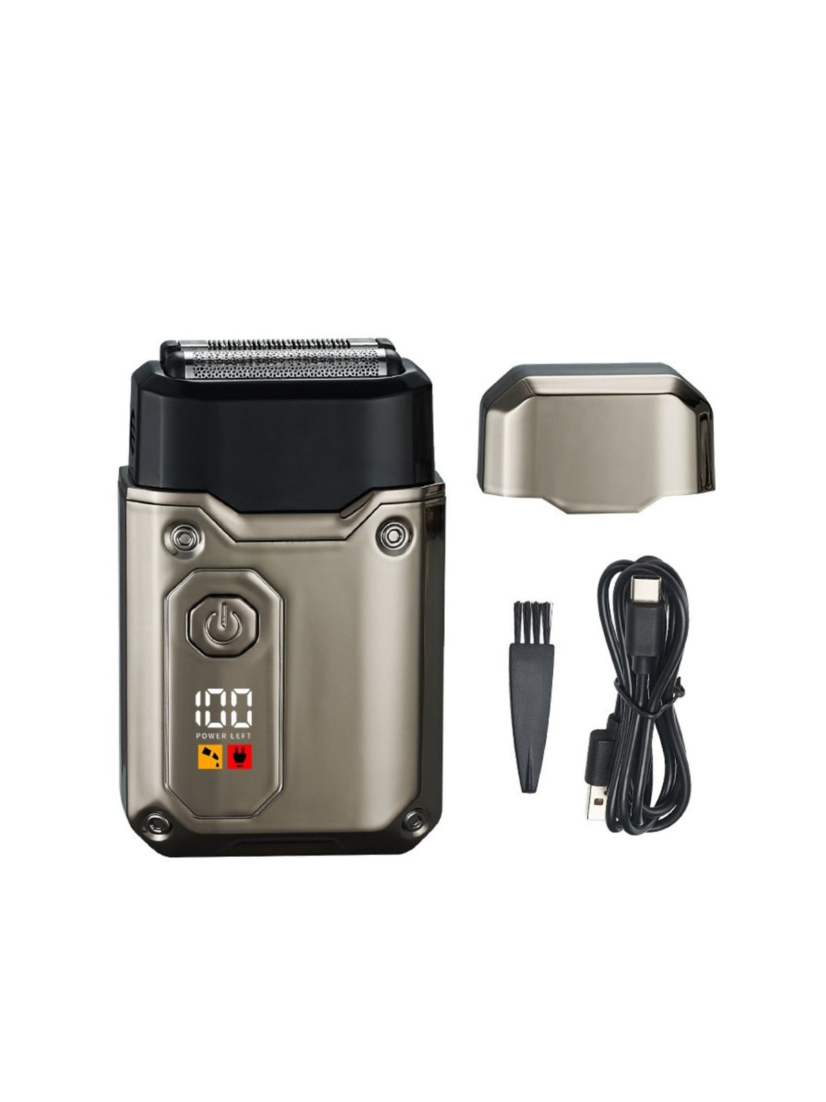 Gray waterproof electric shaver front view