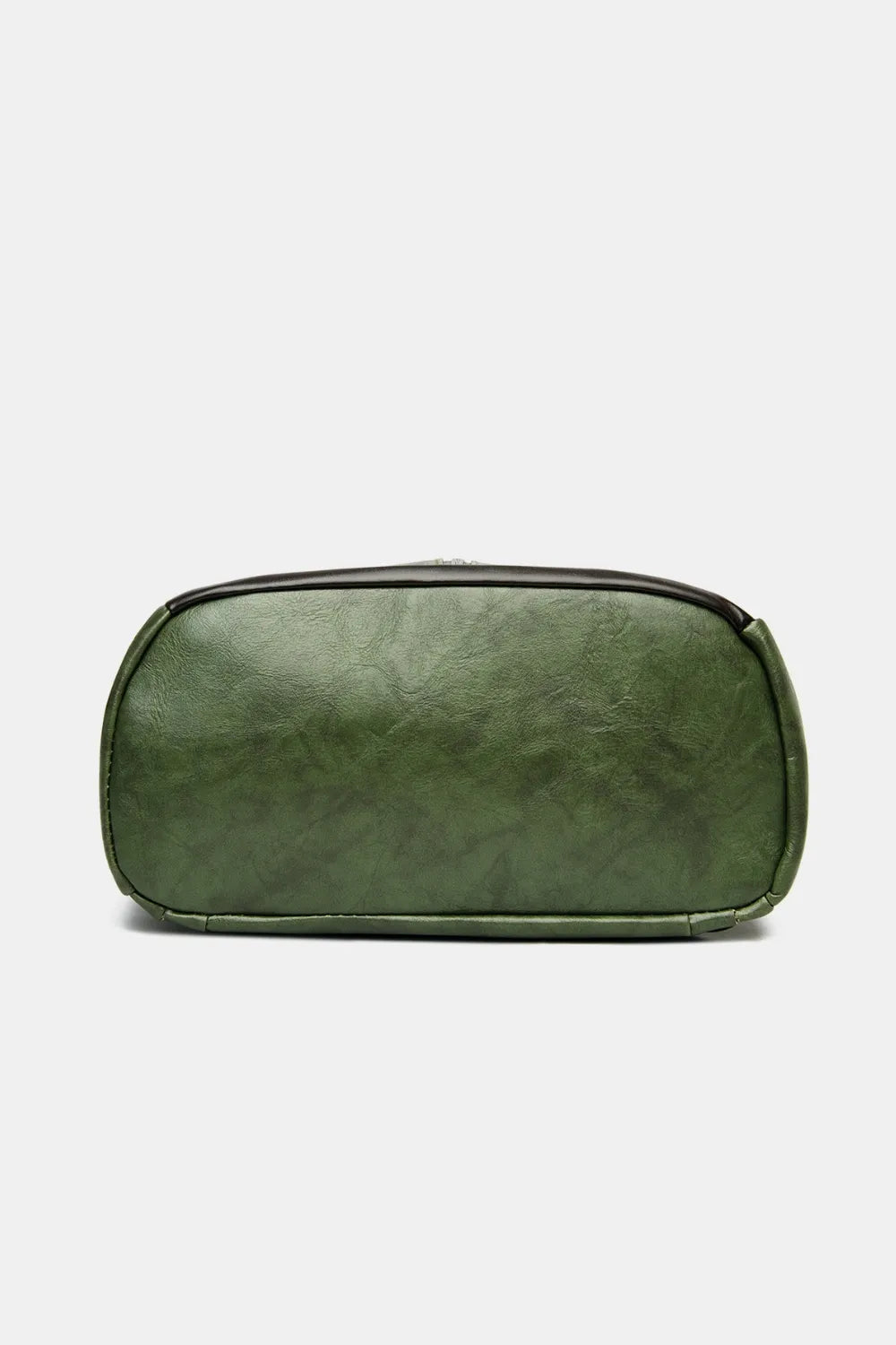 Faux leather backpack front pocket detail