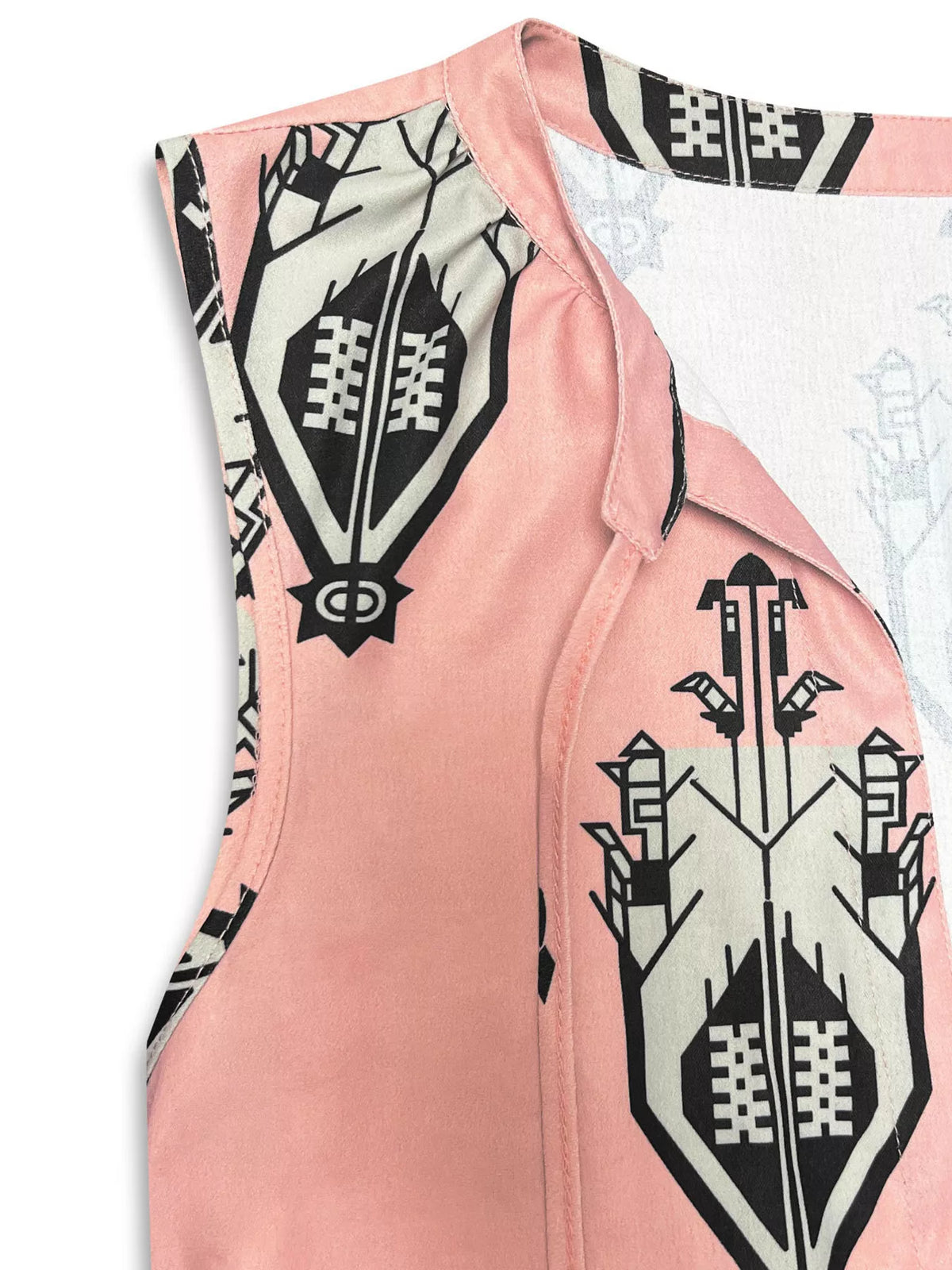 Printed sleeveless tiered maxi dress, seated styled view