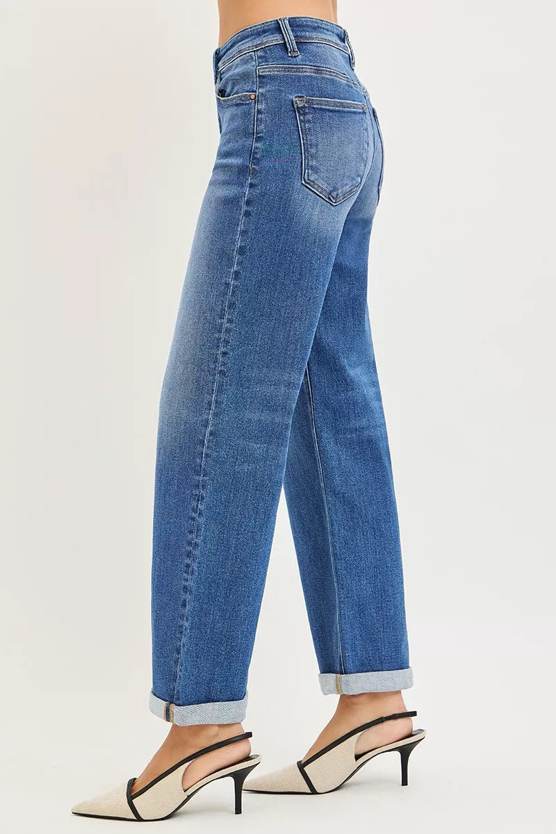 RISEN high rise straight jeans back pocket view