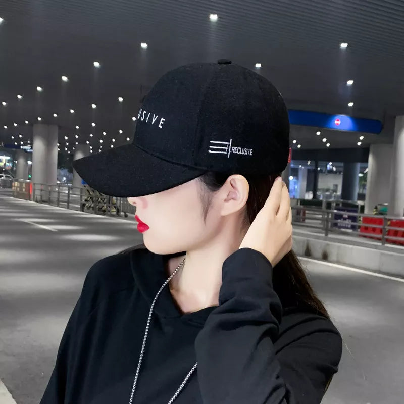 Cotton baseball cap curved brim detail view