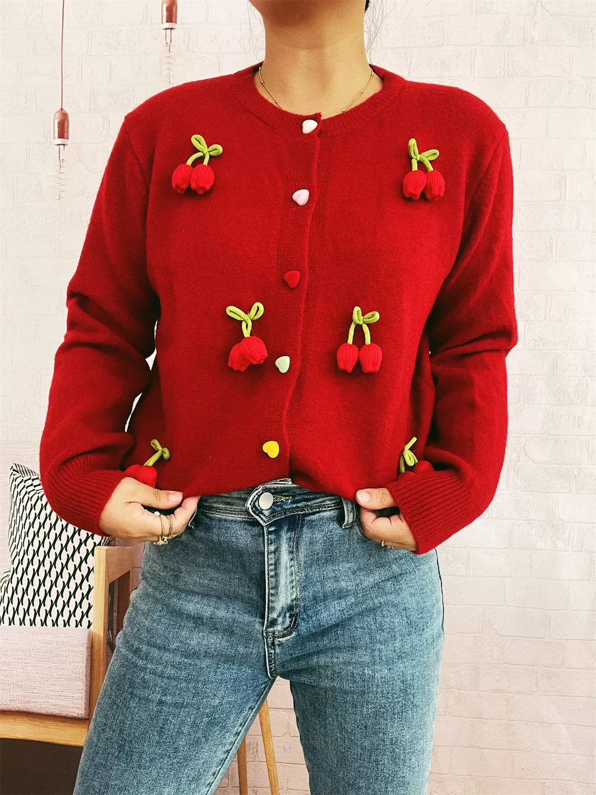 Flower cardigan in yellow colorway
