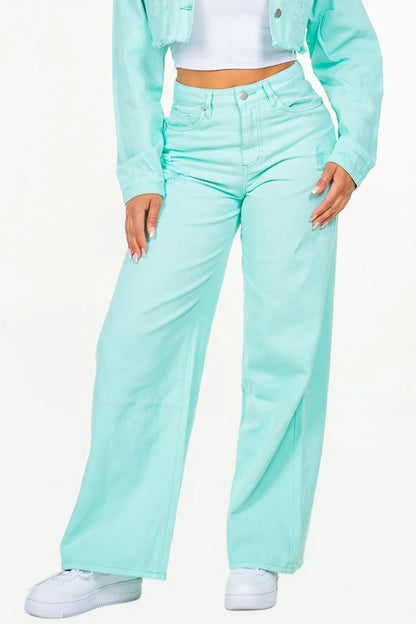 American Bazi High Waist Distressed Wide Leg Jeans - Fashorio