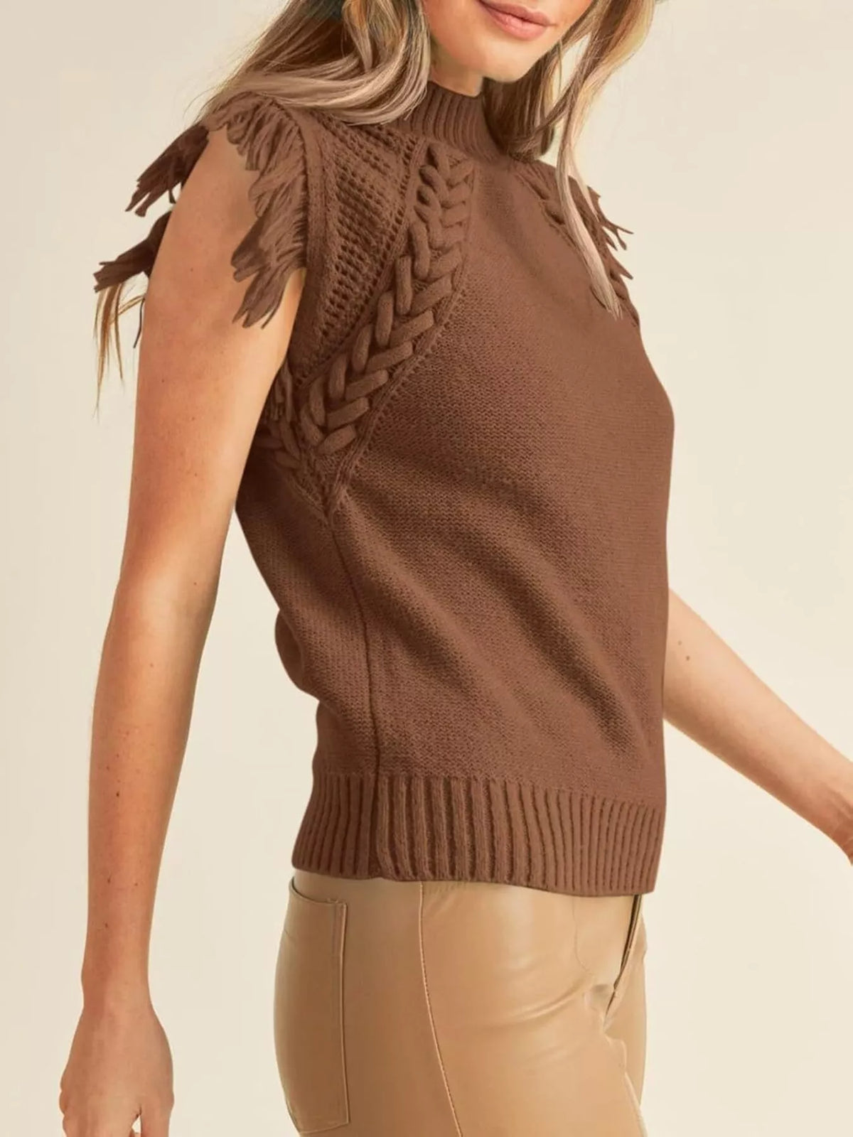 braided trim fringe sweater top styled full outfit
