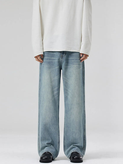 Men's Wide Leg Washed Jeans - Fashorio