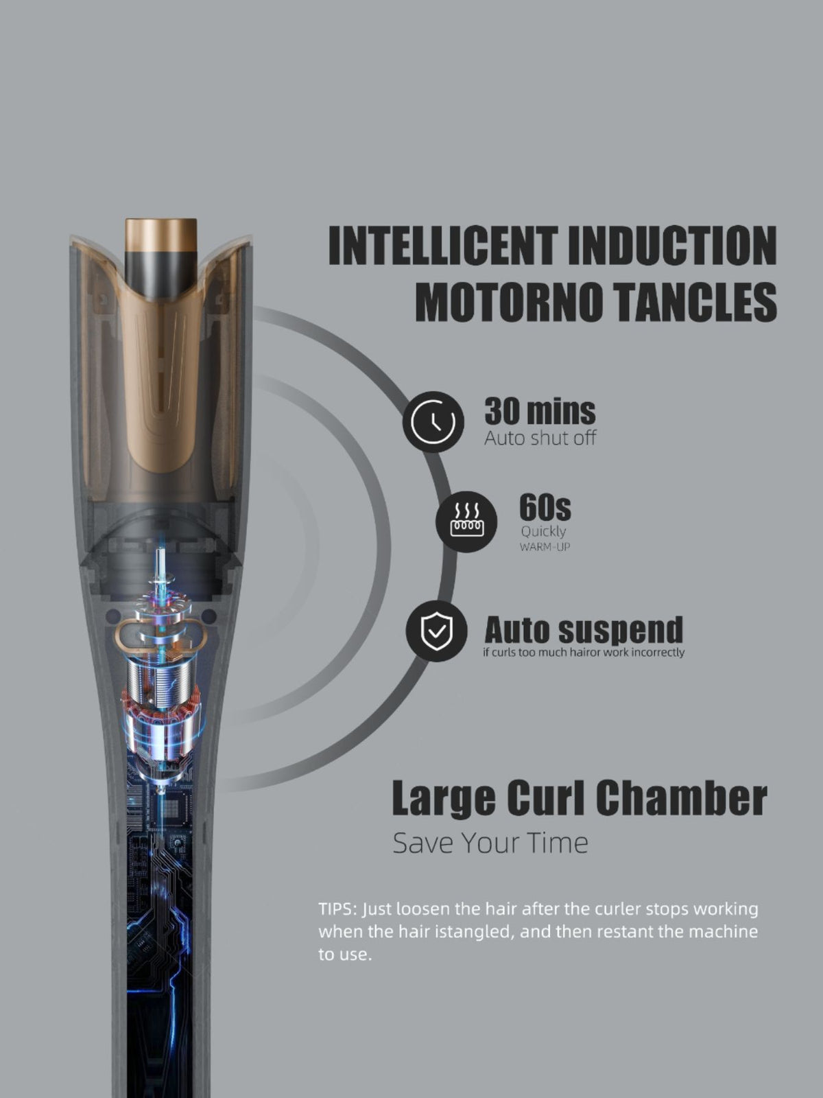 Curling iron control buttons