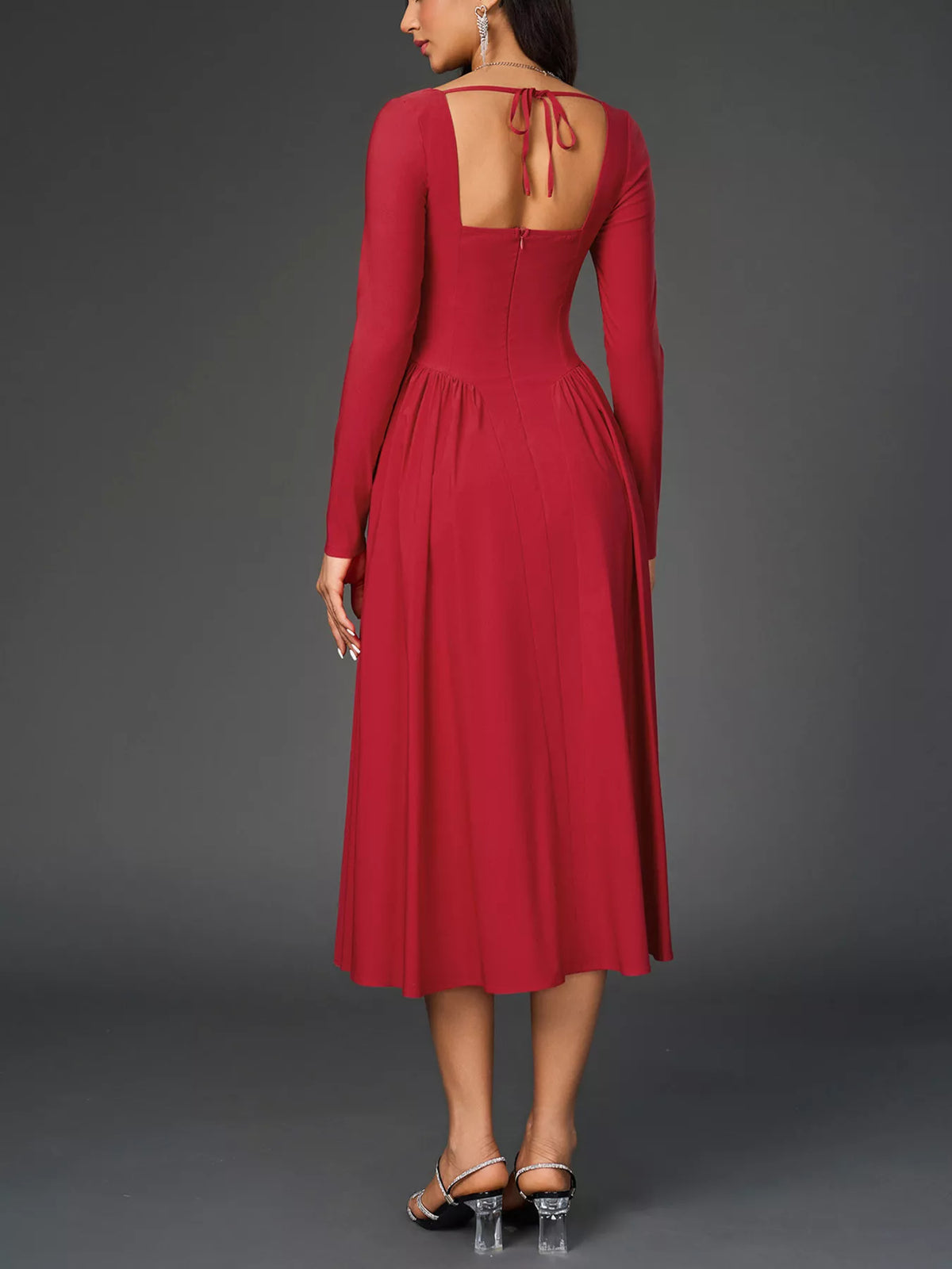 A line midi dress fabric detail