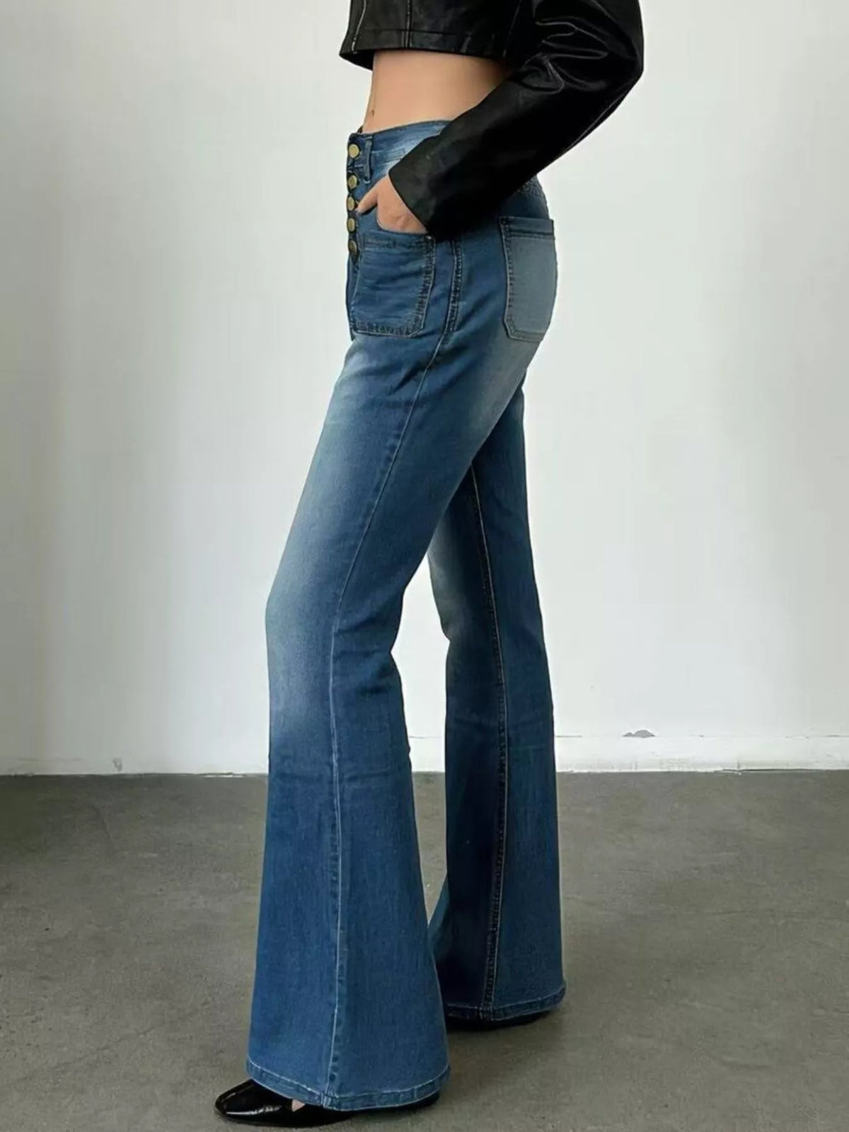 Flared leg high waist jeans