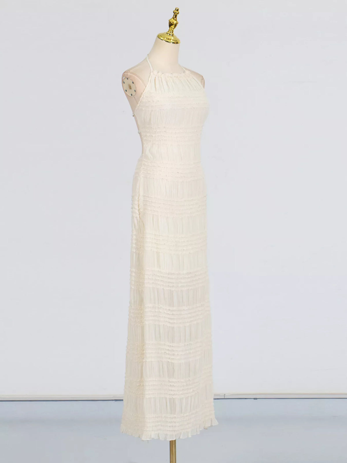 Halter neck maxi dress tie neck detail