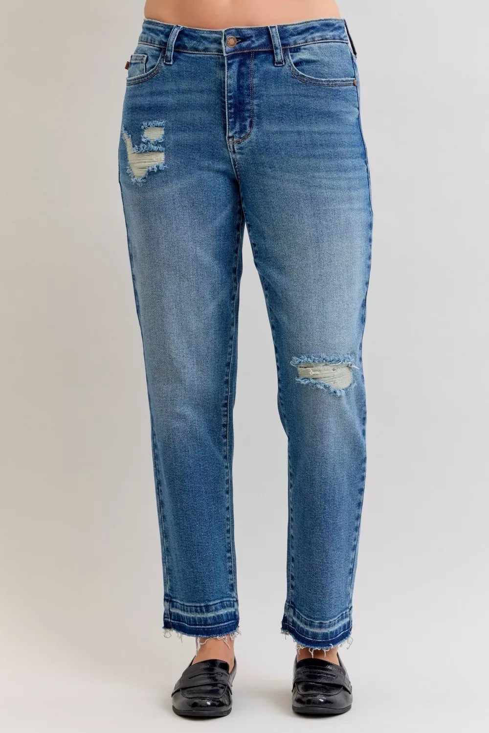Judy Blue boyfriend jeans mid rise side profile